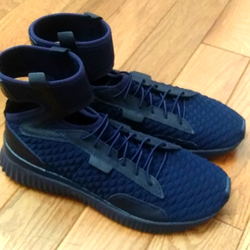 Puma Rihanna Fenty Ankle Strap Textured Sneaker Trainer Mid Geo BLACK/BLUE 8